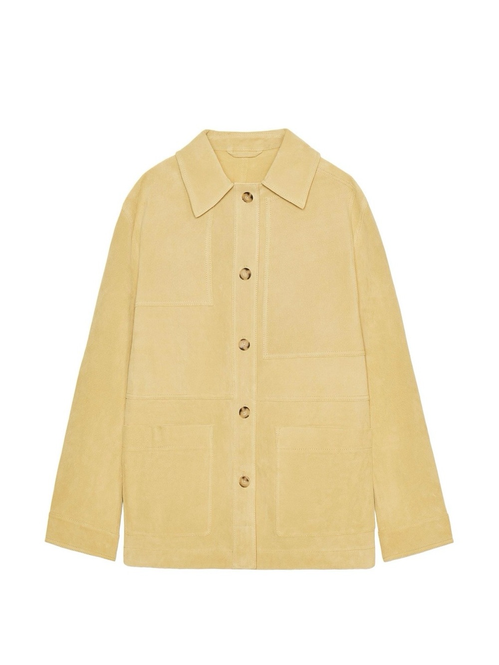NWT Zara 100% Suede Champagne Butter Yellow Jacket 4341/744